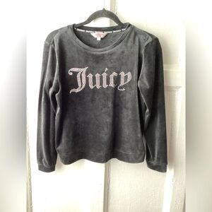 Juicy Couture Charcoal Velour Top with Rhinestones